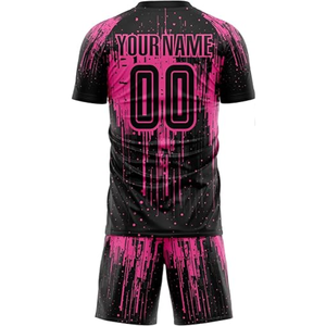 Ensemble maillot et short de football sublimé en gros, motif camouflage noir et or, col rond, manches courtes, anti-humidité, unisexe - Product Image 6
