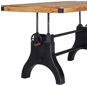 Table à manivelle industrielle avec plateau en bois de manguier massif, réglable en hauteur, pour salle à manger, comptoir, bar, maison, hôtel, cuisine - Product Image 5