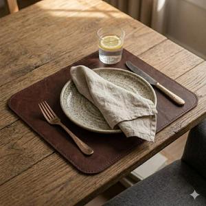 <b>Special</b> <b>Purpose</b> <b>Bags</b> & <b>Cases</b> Leather Placemat Coaster Combo Set Waterproof Heat Resistant Table Mat For Restaurant NPM-0009B - Product Image 3