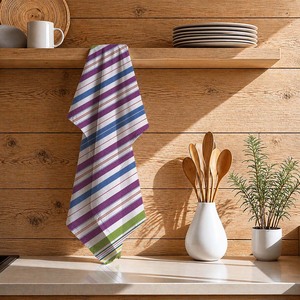 Paño de Cocina de Calidad de Exportación, Paño de Limpieza de Cocina Súper Absorbente, Paño de Cocina con Rayas Coloridas a Precio de Mercado - Product Image 1