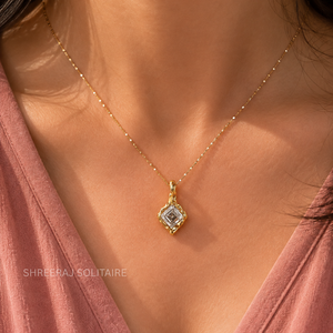 จี้เพชรเพาะเลี้ยงในห้องปฏิบัติการ 1 กะรัต รับรองโดย IGI รูปทรง Asscher ชุบโรเดียม ความสะอาด DEF-VVS2/VS1 ทอง 14K/18K สำหรับผู้หญิง - Product Image 5