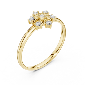 Anillo de oro macizo de 14k para mujer con forma de flor, múltiples ramas, corte redondo minimalista de diamante, para regalo, compromiso, aniversario, boda. - Product Image 3