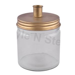 Tarro de vidrio 3 Mechas portavelas Candelabro Ligero Acero inoxidable T-Light Portavelas de metal - Product Image 1