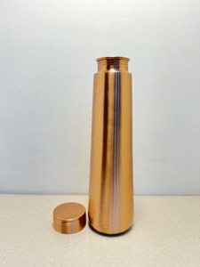 Premium Brushed Pure Copper Water Bottle Seamless Drinkware Satin Finish Copper Flask Tapered Sports Bottle with Flush Cap - Product Image 3