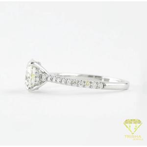 925 <b>Sterling</b> <b>Silver</b> Moissanite Diamond Round Center <b>Ring</b> With Brilliant Stone <b>Band</b> Elegant Luxury Engagement Jewelry - Product Image 4
