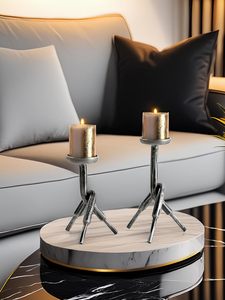 Porte-bougie en métal doré de luxe à finition naturelle pour la décoration de la maison, centre de table décoratif moderne pour le salon, la salle à manger - Product Image 2