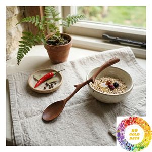 Cuchara de Madera Natural Hecha a Mano, Regalo de Cumpleaños, Accesorio de Cocina para Mamá, Papá, Amigos, Parejas y Cocineros Caseros - Product Image 6