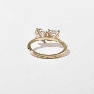 แหวนหมั้น Toi Et Moi ทองคำแท้ 14K 18K รูปไข่ทรง Asscher ประดับเพชรเพาะเลี้ยงสองเม็ด ดีไซน์หรูหราทันสมัยสำหรับเจ้าสาว - Product Image 3