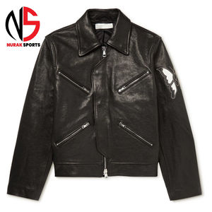 Chaqueta de Cuero 100% Profesional para Hombre, Nueva, Elegante, Estilo Urbano, con Mangas Completas de Lona y Logotipo Frontal, Chaqueta de Cuero en Oferta - Product Image 1