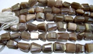 Perles de pierre de lune naturelle pêche, forme pépite, polies, 6x10mm à 10x14mm, revêtement mystique argenté AB, brin de 8 pouces de long, haute qualité - Product Image 5