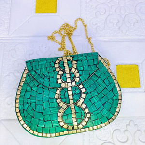 Craftstages International Handcrafted Metal <b>Clutch</b> Bag Chain Ethnic Fashion Designer Evening Sling Purse Women Satin Lining - Product Image 1