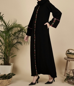 New 2026 Dubai Beautiful Black Traditional Islamic Women's Saudi Arabian <b>Abaya</b> Spring Polyester Breathable Ankle Length Muslim - Product Image 2