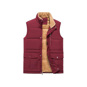 Gilet matelassé marron pour homme, col montant, fermeture éclair, coupe-vent, vêtement d'extérieur décontracté, idéal pour l'automne - Product Image 3