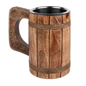 Taza de Cerveza de Roble de Lujo Moderno TIMELESS CRAFT, Taza de Madera Ecológica Hecha a Mano con Colores y Logotipo Personalizables - Product Image 5