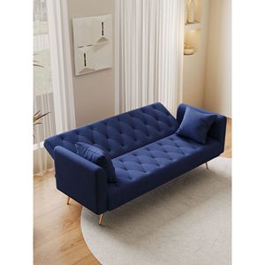 Divano Convertibile da 71 Pollici in Velluto Blu Stile Americano Retrò per Piccoli Soggiorni, Camere da Letto o Uffici - Product Image 6
