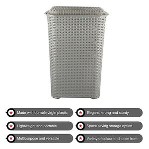 Cesto para Ropa Sucia con Tapa, 50 L, Ligero, Portátil, Organizador de Plástico para Ropa, Juguetes, Libros, Contenedor Multiusos, Gris Claro - Product Image 6