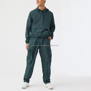 OEM Custom Men's <b>Nylon</b> Windbreaker Tracksuit Set Two-Piece Windbreaker Jacket and Hoodie Men's Sweatsuit for Sports or Leisure - Product Image 4