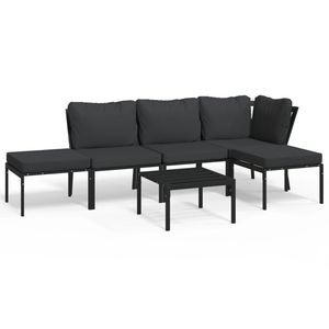 Conjunto de Muebles de Jardín en Negro y Gris, Acero con Recubrimiento en Polvo y Material de Poliéster - Product Image 2