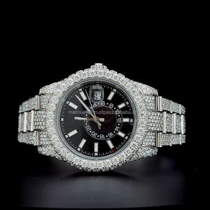 Montre de luxe en or blanc sertie de diamants Moissanite de qualité supérieure 26 carats avec boîte, mouvement automatique, montre sertie de diamants - Product Image 4