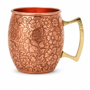 Mug en cuivre de qualité supérieure, tasse Moscow Mule en cuivre pur, gravure florale antique, articles de bar, vente en gros, mug à bière et cocktail, meilleur prix - Product Image 4