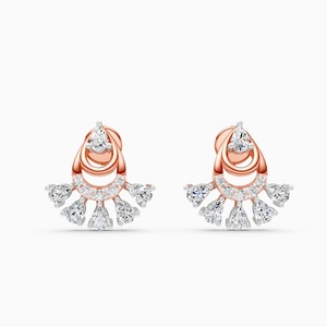 Pendientes de plumas opalinas con diamantes cultivados en laboratorio de 0,64 quilates en oro amarillo, blanco y rosa de 9 quilates - Product Image 1