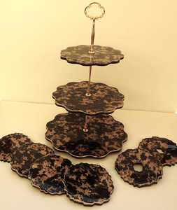 Support à gâteau en résine écologique fait main, 2 pièces, pour table de dessert de mariage, décoration d'événements, forme personnalisée, passe au lave-vaisselle, artisanat - Product Image 1