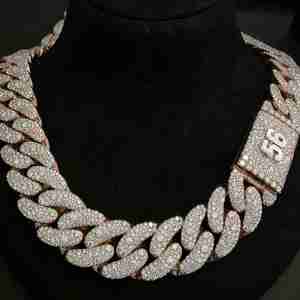 Elegante Cadena Cubana de Plata 925 con Incrustaciones de Diamantes Cultivados en Laboratorio de 24MM, Estilo Hip Hop, para Joyería de Raperos - Product Image 1