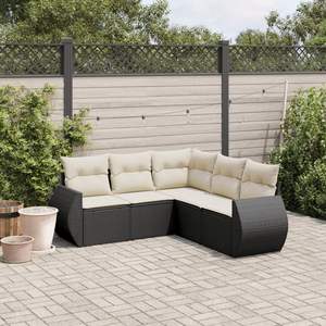 Conjunto de Sofá Modular de Jardín en Ratán Negro con Cojines de Espuma de Alta Densidad, Muebles de Exterior Impermeables, Diseño Contemporáneo - Product Image 3
