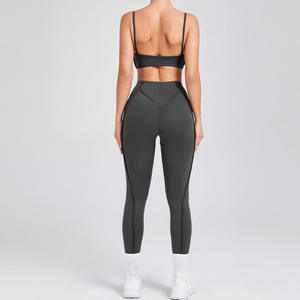 Breathable <b>Womens</b> Activewear Yoga Set Cross Beauty <b>Back</b> Sports Bra Leggings Quick Dry Fitness Workout Clothes Wholesale Custom - Product Image 3