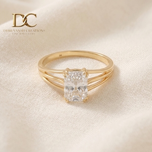 Anillo de Compromiso y Matrimonio de Oro Amarillo Sólido de 14 Quilates con Diamante de Laboratorio Solitario de 1 Quilate, Corte Octogonal, Certificado IGI, Joyería Fina para Mujer - Product Image 3