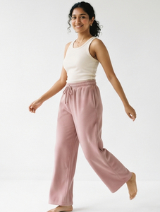 Pantalones de chándal holgados para mujer, casuales, 100% poliéster, forro polar, corte holgado, largo completo, cintura media con cordón, pierna ancha - Product Image 4