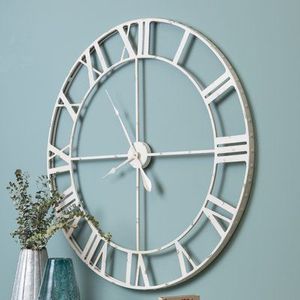 Antique Style Metal Wall <b>Clock</b> Rustic Farmhouse Decorative <b>Large</b> Silent Movement Home <b>Kitchen</b> Living Room Wall Hanging - Product Image 1