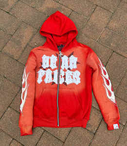 Sudaderas con capucha con etiqueta personalizada Sun Faded Thick French Terry Vintage Zip up parche bordado desgastado apliques de diamantes de imitación - Product Image 3