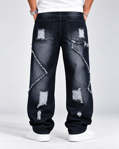 Jeans larges déchirés pour hommes Eftah Sports, style hip-hop, coupe ample, prix abordable, conception personnalisée OEM, prix de gros - Product Image 3