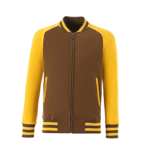 Blouson universitaire personnalisé en polaire de laine marron Iota pour homme, réversible en chenille matelassé, style Letterman, Baseball, Bomber, grande taille, chauffant - Product Image 1