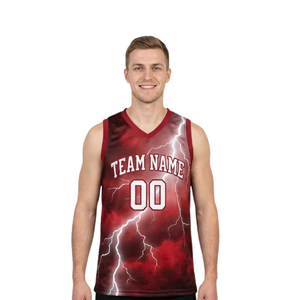 Storm Design Basketball-Trikot und Shorts-Set für Herren, ärmellose Teamuniform mit V-Ausschnitt und Sublimationsdruck, mit individuellen Spielernamen und Nummern - Product Image 3