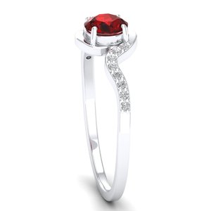Anillo Solitario REYES de Lujo en Oro Sólido de 14K con Granate de Corte Redondo de 0.5 Quilates, Certificado IGI, Anillo de Compromiso con Diamante - Product Image 3
