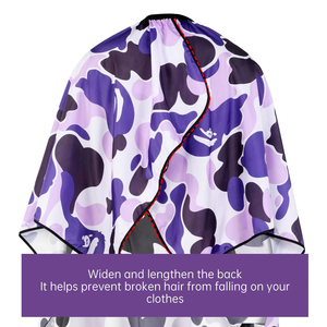 Cape de coiffure camouflage violette, résistante à l'eau, en polyester recyclable, légère, pour usage professionnel en salon (taille adulte) - Product Image 2