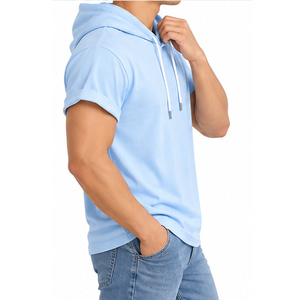 Short Sleeve Hoodies OEM ODM Custom Cotton Hooded Sweatshirt Bulk Production Manufacturer for <b>Men</b> Women Clothing Custom Hoodies - Product Image 6