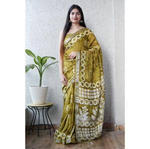 Sari de fiesta de algodón y lino estampado para adultos, venta al por mayor, compra directa del proveedor - Product Image 1