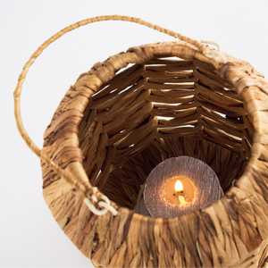 Lámpara de Jacinto de Agua Tejida a Mano Ecológica, Diseño Rústico Bohemio, Lámpara Decorativa de Mimbre Natural para Decoración del Hogar - Product Image 4