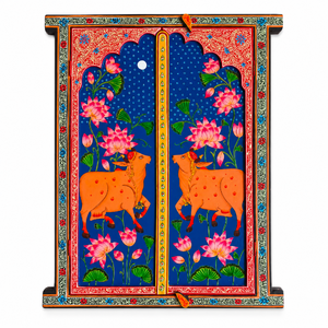 Panneau de volet de fenêtre décoratif en bois peint à la main, style bohème, pour mariage et Diwali, avec motifs floraux ethniques, décoration murale pour la maison - Product Image 1