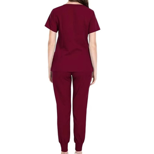 Ensembles d'uniformes médicaux de haute qualité, couleur unie, col en V, uniformes d'infirmière personnalisés, tissu tricoté respirant, ensembles d'infirmière - Product Image 2