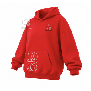 Delta |   Sigma |   Sweat-shirt à capuche oversize pour femme Theta, rouge et blanc, style color block, décontracté, avec poches kangourou - Product Image 2
