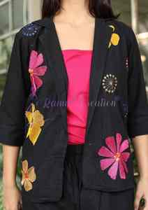 Conjunto de 3 Piezas Blanco para Mujer, Blazer Bordado con Pantalones Cómodos de Algodón, al Mejor Precio al por Mayor - Product Image 2