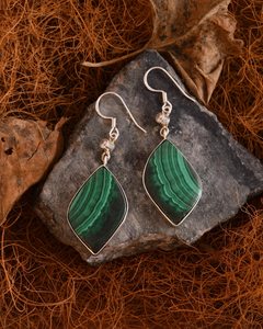 Boucles d'oreilles pendantes en malachite naturelle, argent sterling 925, cristal vert, style bohème, bijoux faits à la main, cadeau pour femme - Product Image 5