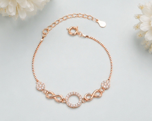 925 Sterling <b>Silver</b> Charm Interlocking Circle <b>Adjustable</b> Length <b>Bracelet</b> | Rhodium Plated Women's Jewelry Handmade Bulk Trendy - Product Image 4