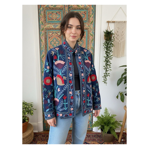 Cotton Suzani Embroidered Jacket for Women Handmade Bespoke Custom Design Ethnic Bohemian Wholesale Supply - Product Image 6