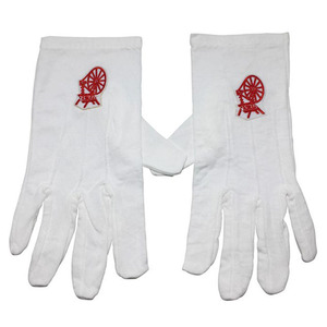 Guantes de cuero blancos con parche de águila hasta la muñeca, colores personalizados, guantes de algodón, estilo liso y duradero - Product Image 5