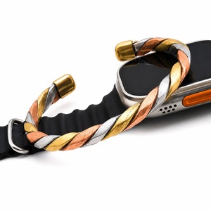 High Quality Magnetic <b>Copper</b> Brass Aluminium Braided Cuff <b>Bracelet</b> Adjustable Open Bangle Wholesale Jewelry - Product Image 3